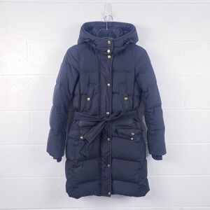 J.Crew Black Wintress Hooded Puffer Coat Belted Women's XS